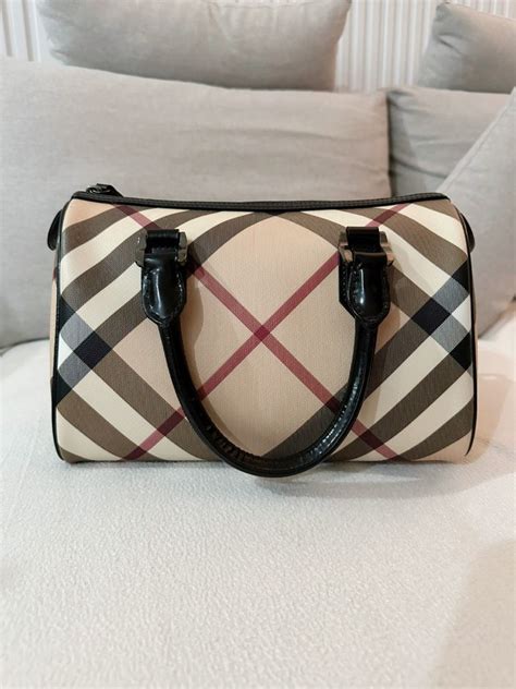 authentic burberry nova check bowling bag|Pre.